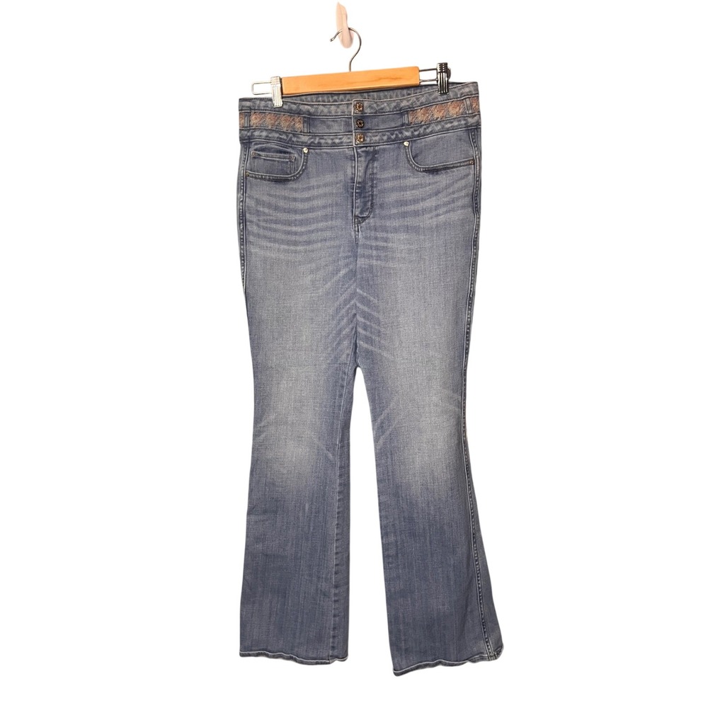White House Black Market WHBM Skinny Flare Extra High Rise Jeans Blue Size 10
